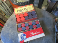 2 BOXES OF 1950s - 1960s WOOD CHECKER GAME SETS $5. EA. VINTAGE