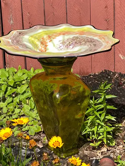 unique glass bird bath, View more