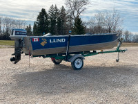 16' Lund boat with 35 HP Evinrude 2 stroke motor