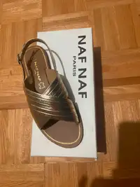NAF NAF shoes summer sandals gold woman size 6.5 / 37 NAFNAF
