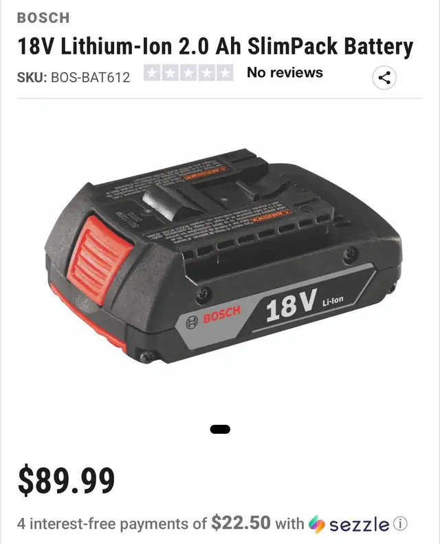 BOSCH 18V Lithium-lon 2.0 Ah SlimPack Battery551578501760296962