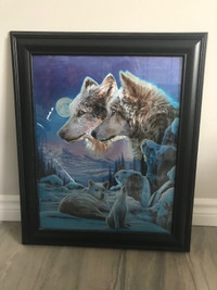 Wolf picture. Hologram type in blues and greys. Good condition