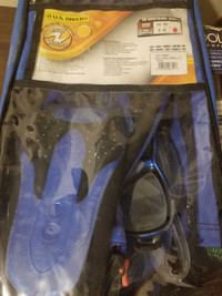 Basic snorkeling mask and fins
