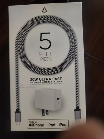 LBT 20W PD Ultra Fast USB C Wall Charger with 5ft USB C to Light, View more