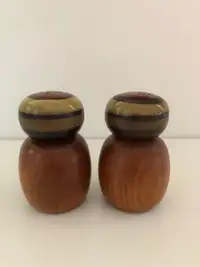 Denby  Teak and Stoneware Salt and Pepper Shakers