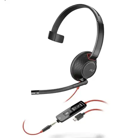 Poly Blackwire 5210 Wired Headset (Plantronics) - Flexible Noise, View more