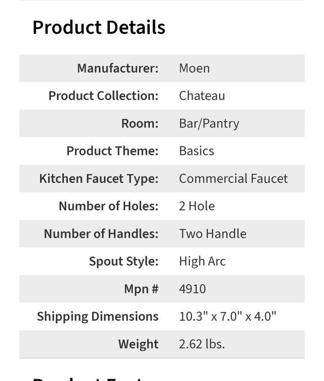 Moen 4910 Two Handle High Arc Bar Faucet in Plumbing, Sinks, Toilets & Showers in Hamilton - Image 2