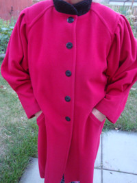 BIG RED FINE WOOL CASHMERE  COAT         GREAT FABRIC SOURCE