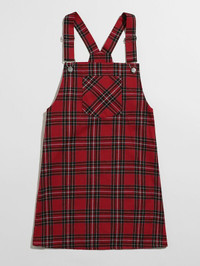 Red Plaid Overall Punk Dress (M-L) *New!