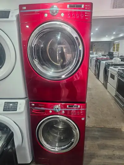 WOW LG 27" Cherry Red Frontload Stackable Washer Electric Dryer, View more