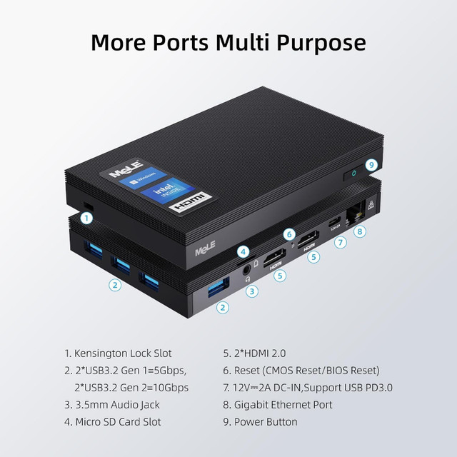 Mini PC MeLE Quieter3Q Intel N5105 4xCore 2xHDMI-4K WiFi6 USB3 in Desktop Computers in Markham / York Region - Image 4