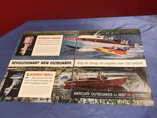 1957 Mercury Outboard Boat Motors Original Ad Mark 10 & 75 in Arts & Collectibles in Calgary