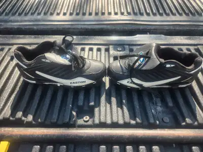 I'm selling a pair of used Easton baseball cleats in a youth size 8, perfect for young athletes need...