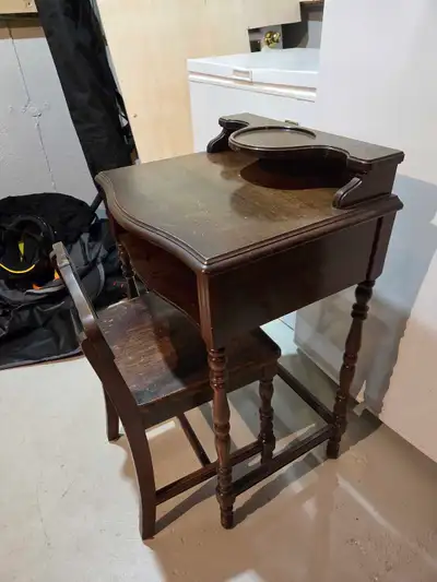 Telephone table and chair, View more