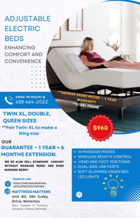 Electric bed with 15 massage modes with 1 year warranty