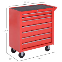 7 Drawer Roller Tool Chest, Mobile Lockable Toolbox, Storage Org