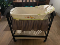 Bassinet on wheels with storage space  