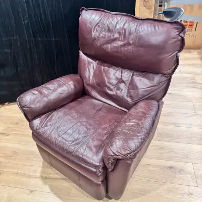 Lazyboy Dark Maroon Leather Recliner Sofa Chairs, View more