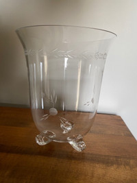 Vintage 3 footed Bohemia etched crysal vase