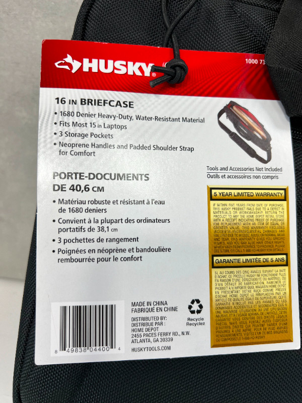 Husky 16 in PRO Grade Construction Briefcase Laptop - New dans Accessoires pour portables  à Longueuil/Rive Sud - Image 3