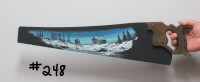 #248    Oil Painting on a Handsaw -  Winter Snow Scene