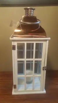 Wood Glass Lantern with Copper top