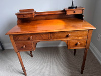 Antique, solid mahogany writing desk with drawers