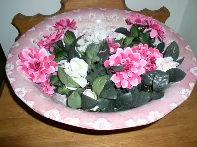 * WASHBOWL - 16 INCH MADE IN ENGLAND * FOR DECORATIVE DISPLAY PURPOSES ONLY due to broken repaired b...