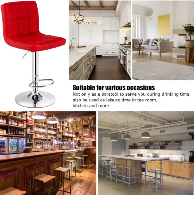 Adjustable Bar Stools Set of 2, Modern Swivel PU Leather NEW in Chairs & Recliners in City of Toronto - Image 7