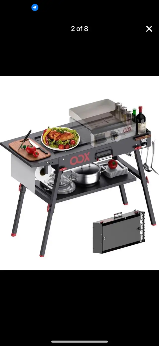 SELPONT Grill Table with Double-Shelf for Outdoor Prep,Folding G in Patio & Garden Furniture in Hamilton - Image 2