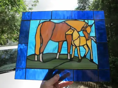 Stained Glass Window Art With Horses, View more