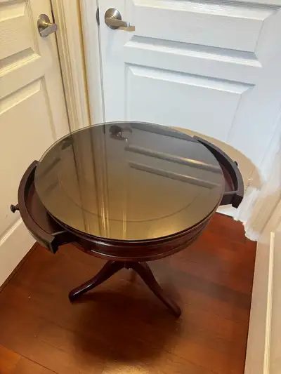 Round Wood Pedestal Drum Table, View more