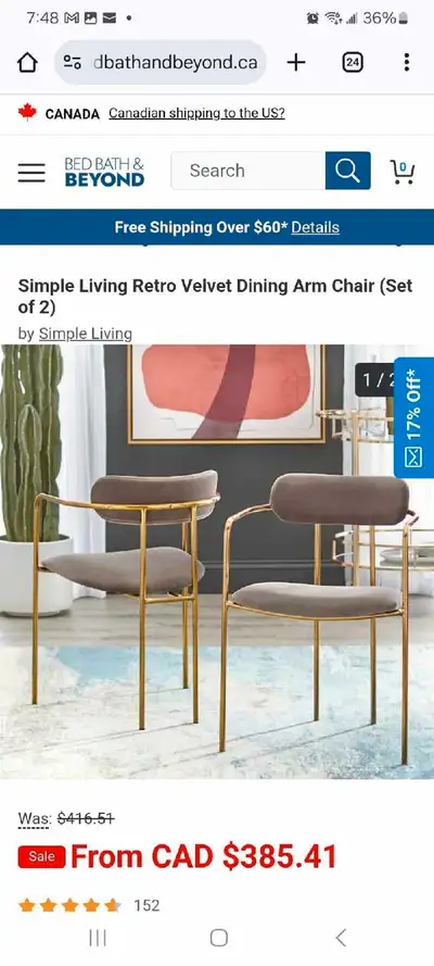 Set of Two Simple Living Velvet Chairs, View more