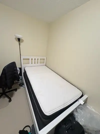 Twin size bed frame + mattress, View more