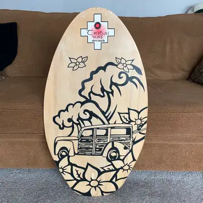 VINTAGE TRIBAL SURF SKIM BOARD WOODEN SKIMBOARD