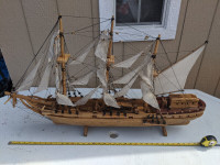 Vintage 90cm handmade model wooden ship
