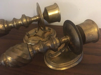 Vintage Classic Design 2 BRASS CANDLE Holders Made in INDIA Wall