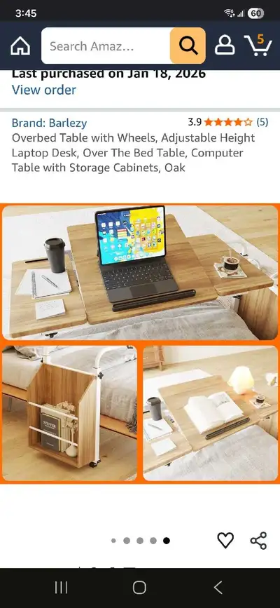 Overbed Table with Wheels, View more