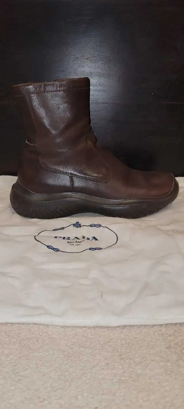 Prada Brown Leather Ankle Boots in Women's - Shoes in Markham / York Region - Image 4