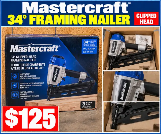 Mastercraft 34° Clipped-Head Framing Nailer — $125