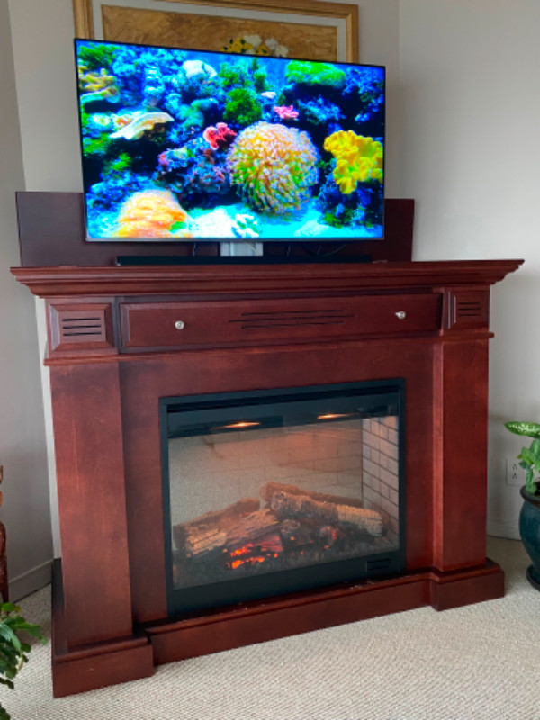 Electric fireplace with a retractable 45” Samsung t.v. dans Foyers & bois de Chauffage  à Ouest de l’Île - Image 2