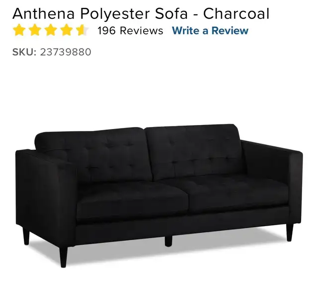 couch, charcoal in colour  in Couches & Futons in Charlottetown - Image 4