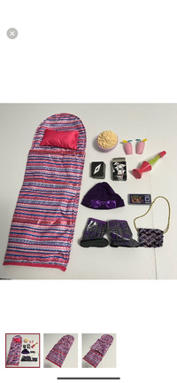 Journey girls 18” doll sleeping bag and accessories