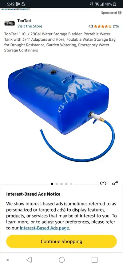 TooTaci 110L Water Storage Bladder (NEW), View more