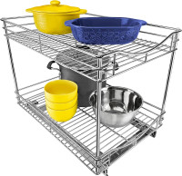 Pull Out Two Tier Sliding Under Cabinet Organizer 14"x21" Chrome