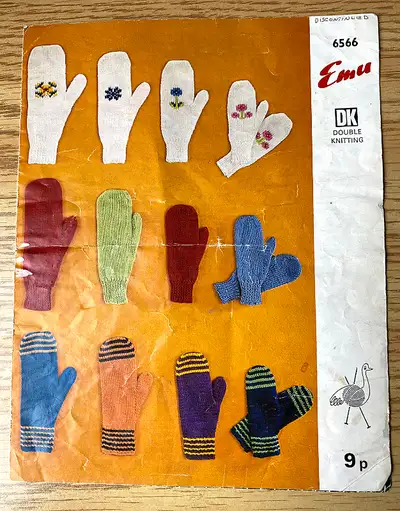 Vintage Emu 6566 Mittens Pattern DK Wool Double Knitting: Plain, View more