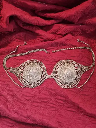 vintage rhinestone costume jewellery bra, View more