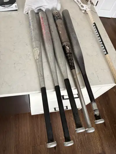 5 used softball bats to be sold together, View more