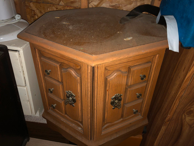 I deliver! Hexagonal wood End Table in Arts & Collectibles in St. Albert