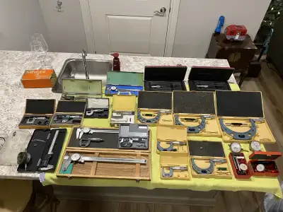 Moldmaker tooling. 2 interapid indicators $250 each 2 starret depth mics $175 each 12 inch mitutoyo...